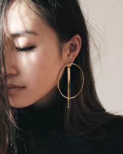 Bold golden earrings